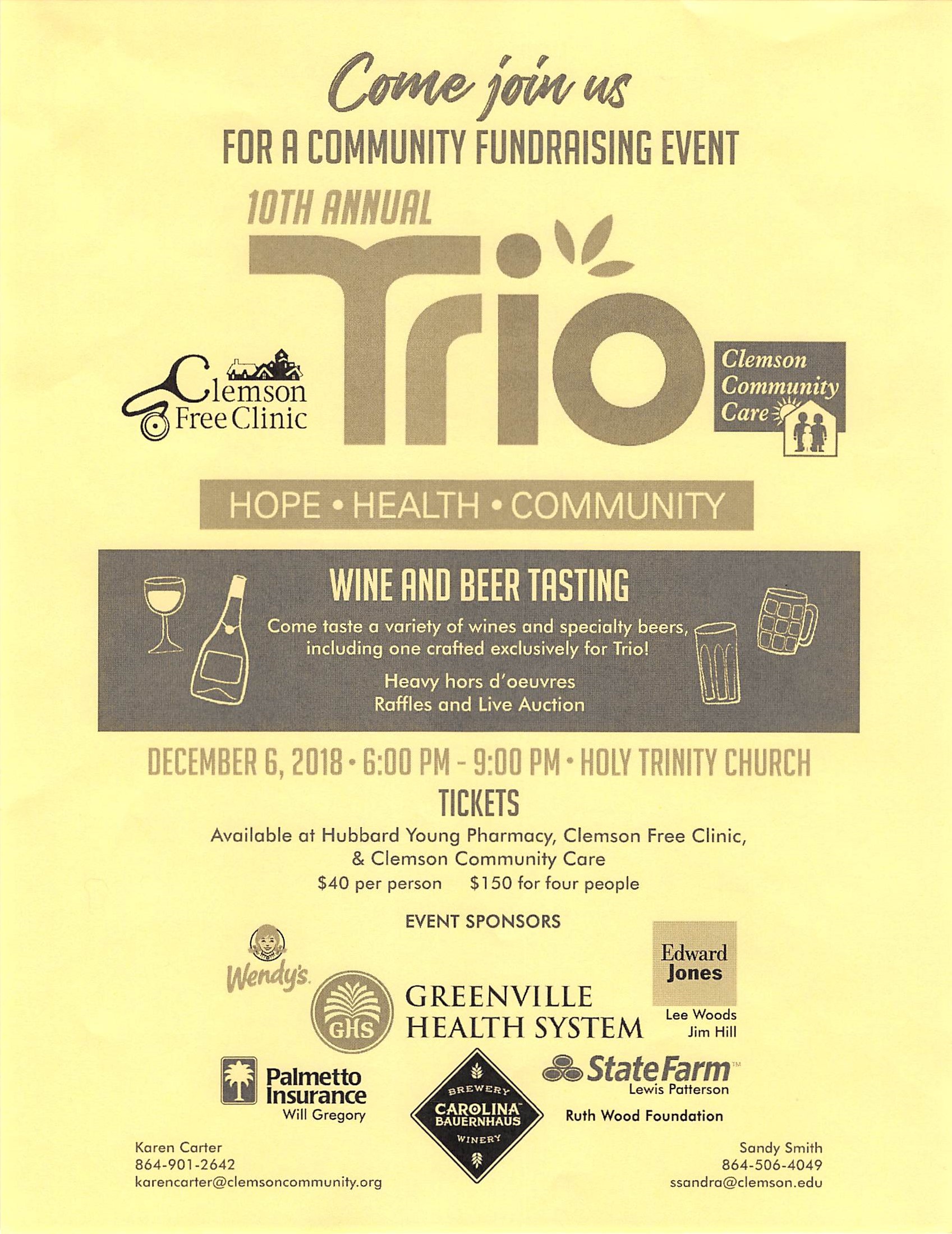Trio Fundraiser December 6th, 2018 6pm to 9pm