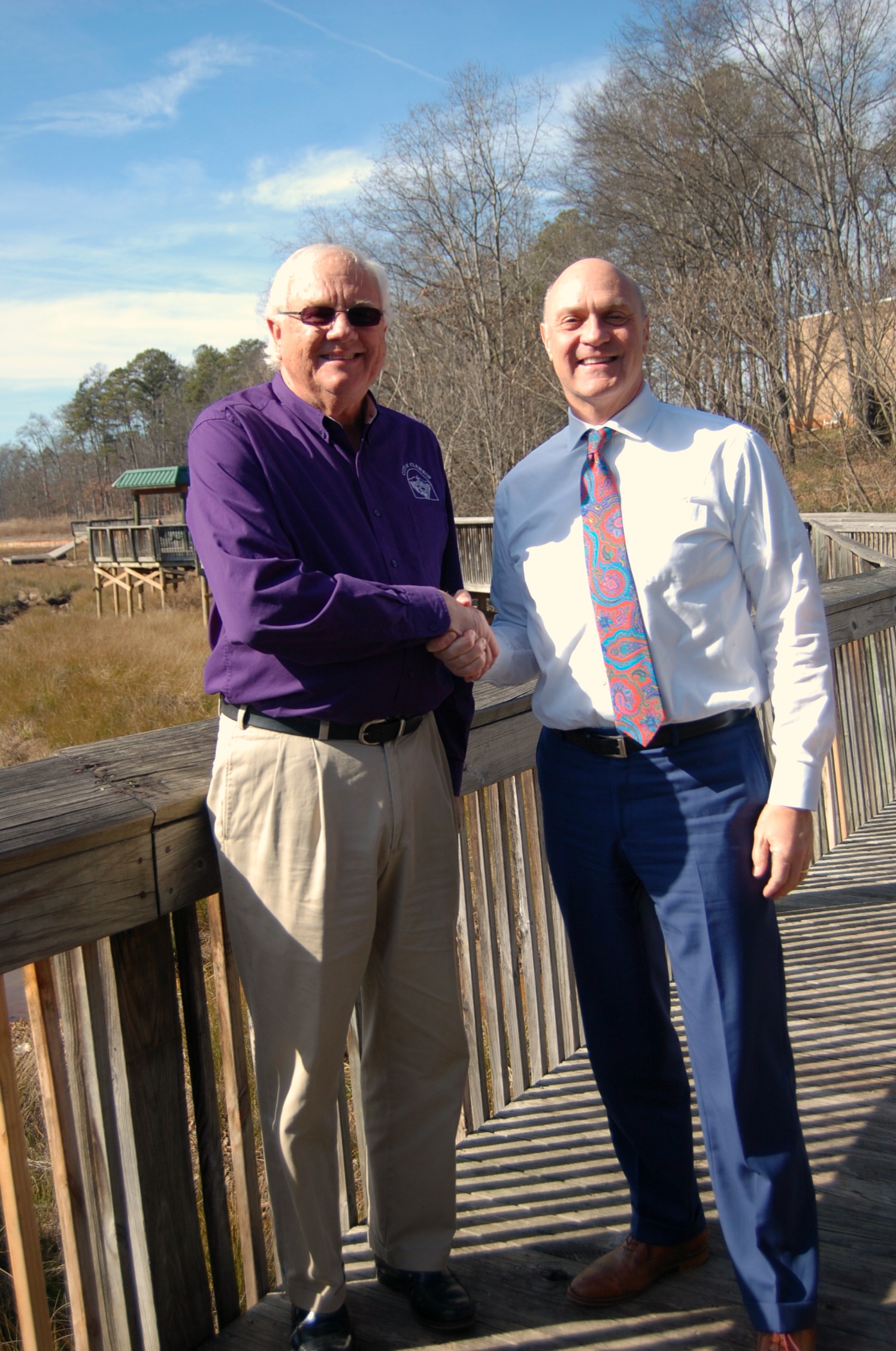 Mayor Cook and President Clements at Abernathy Park