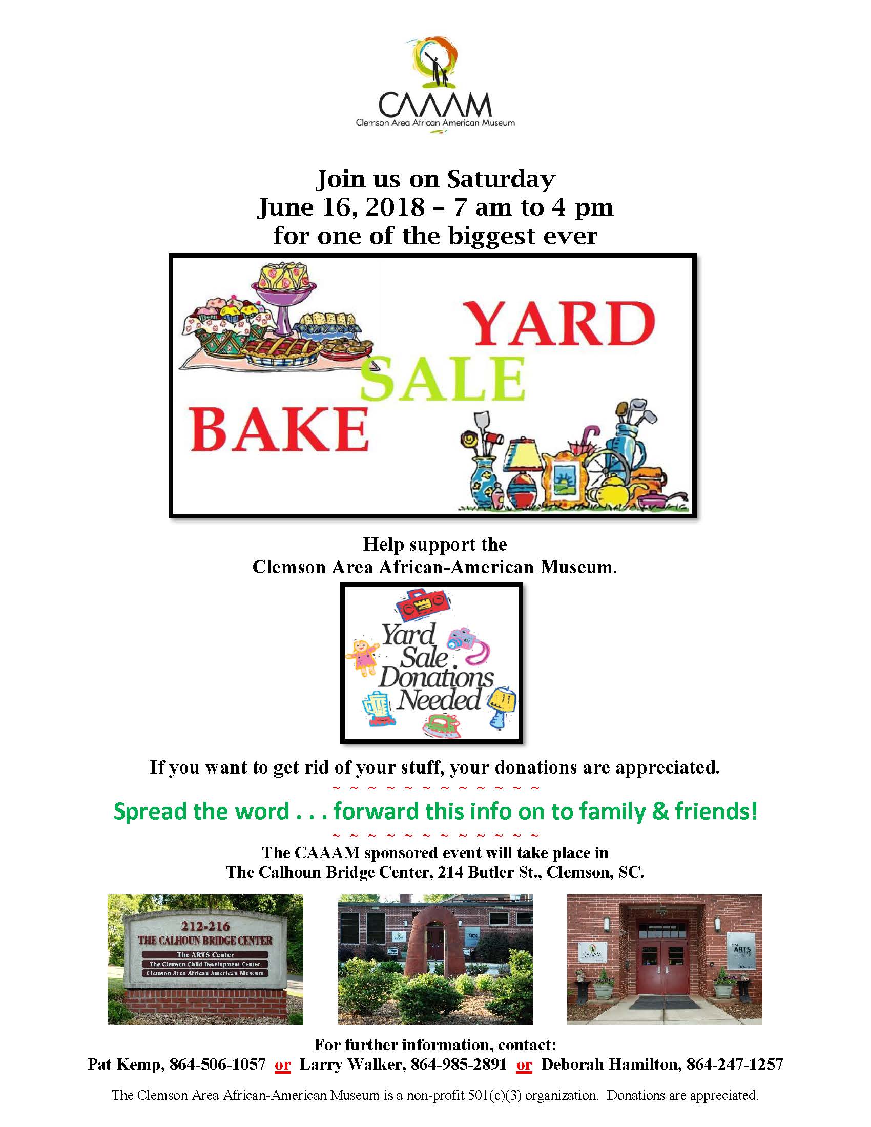 CAAAM Biggest Yard Sale Ever June 16, 2018 7am to 4pm