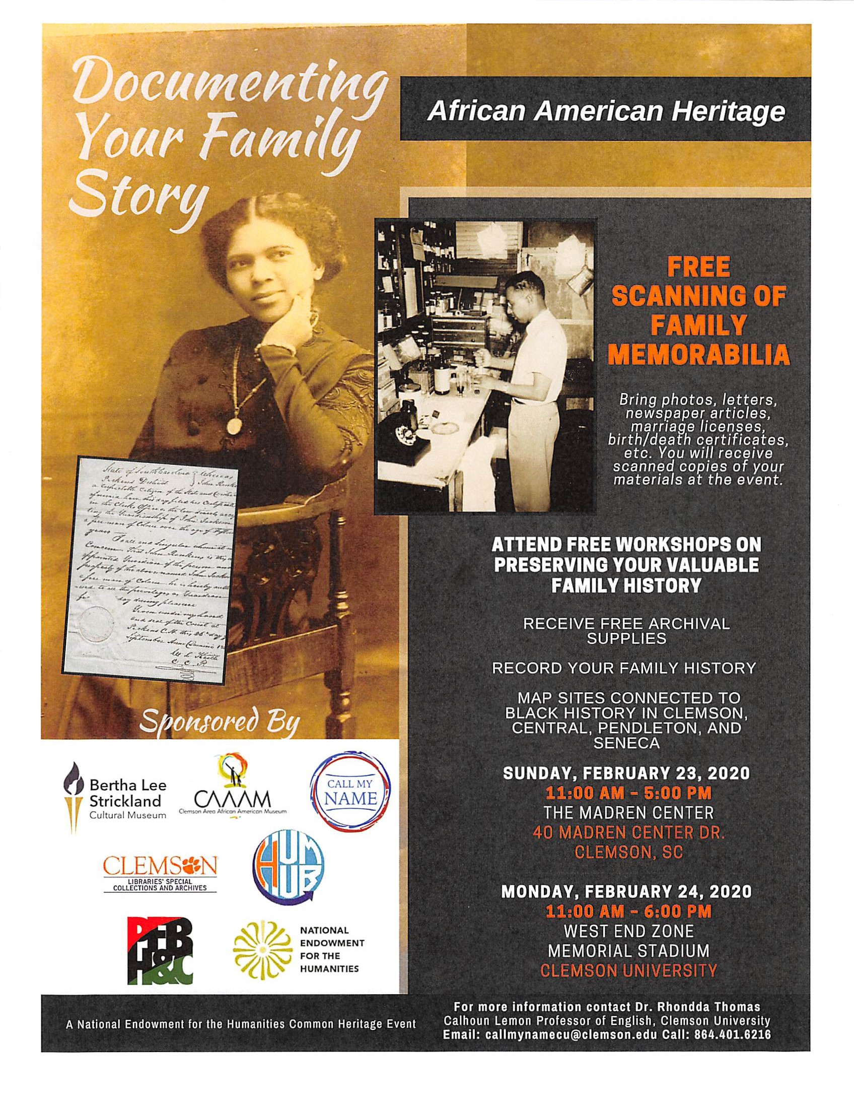 Documenting Your Family Story; Free Scanning of Family Memorabilia at CAAAM
