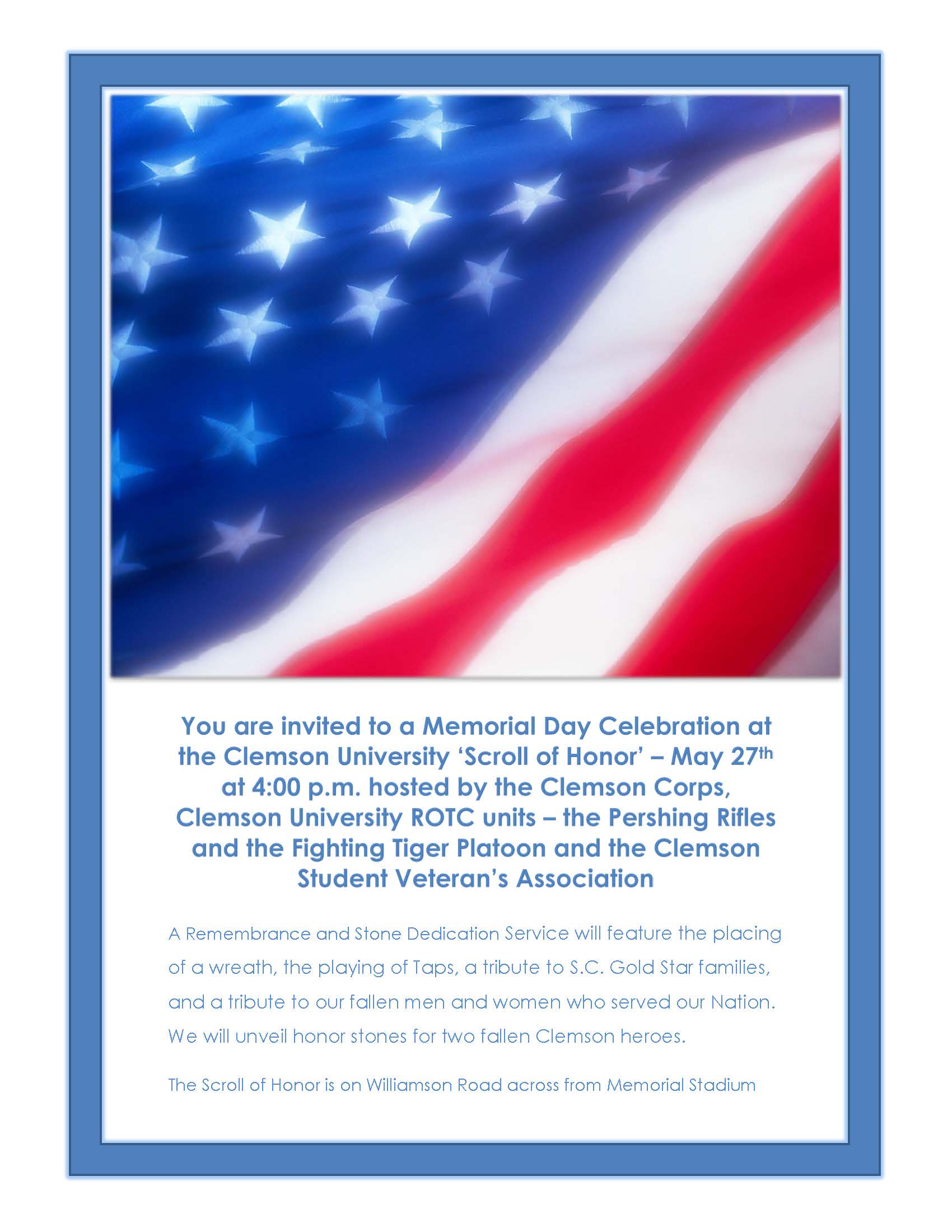 Clemson University Memorial Day Celebration