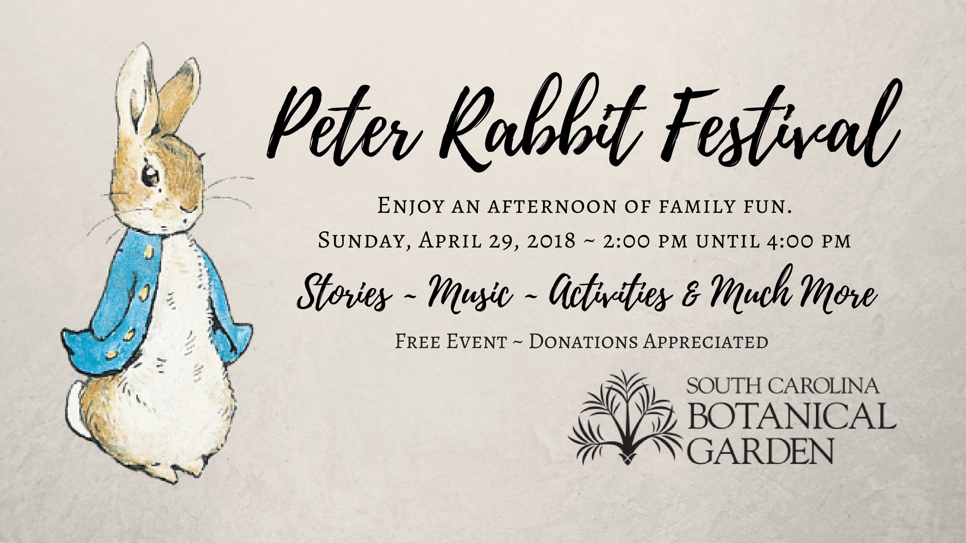 Peter Rabbit Festival April 29th 2018, 2pm to 4pm