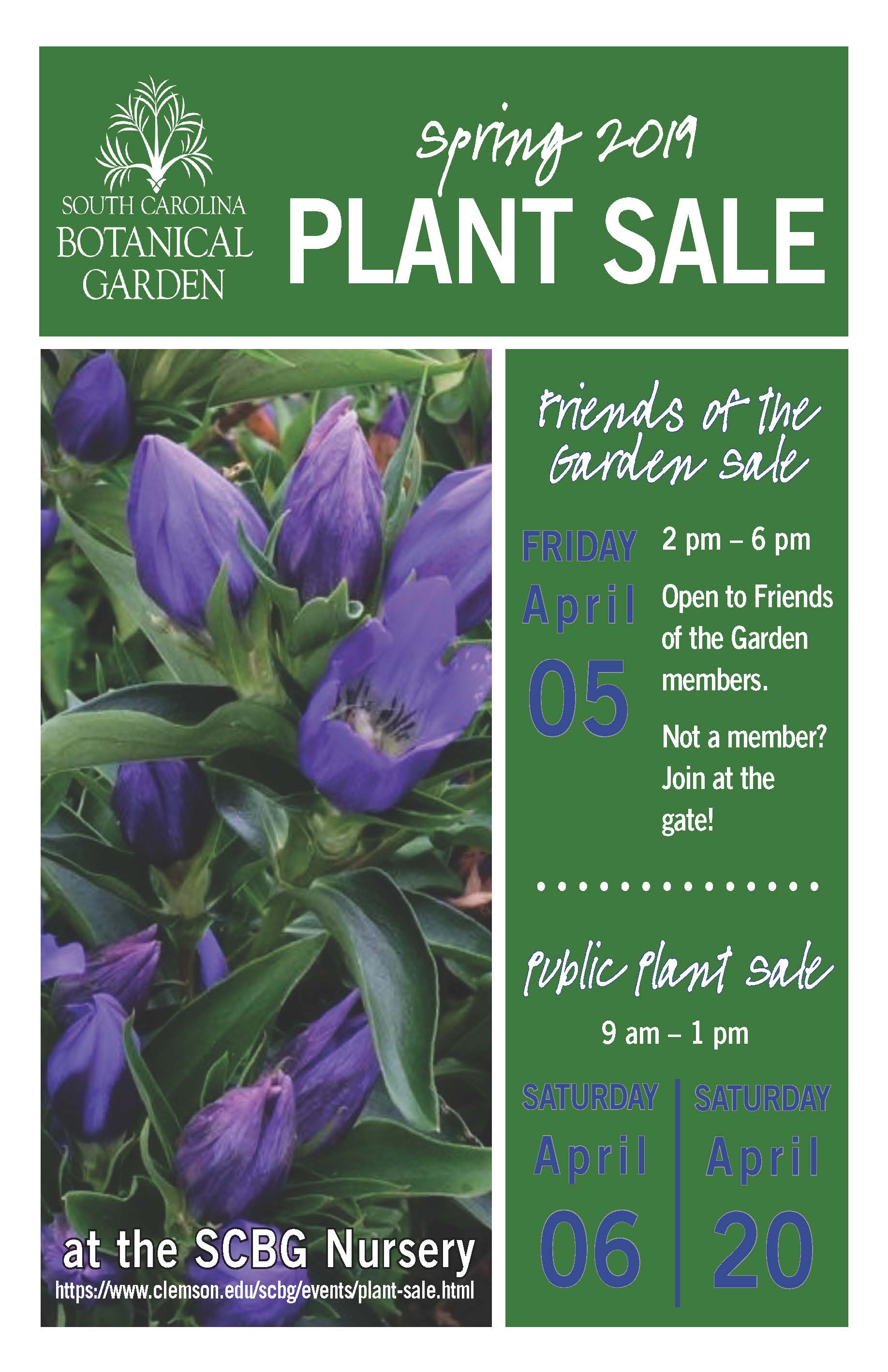 Spring Plant Sale April 6th and 20th SC Botanical Gardens