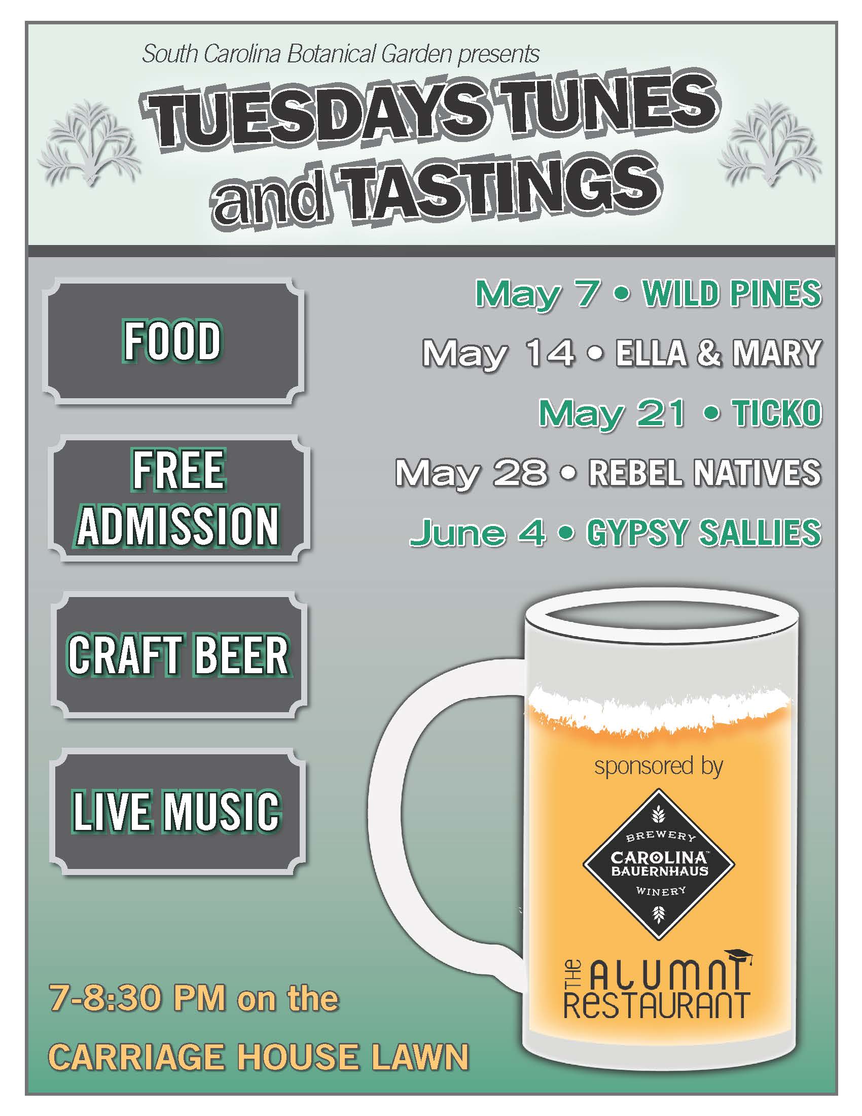 SCBG Tunes and Tastings May through June 4th