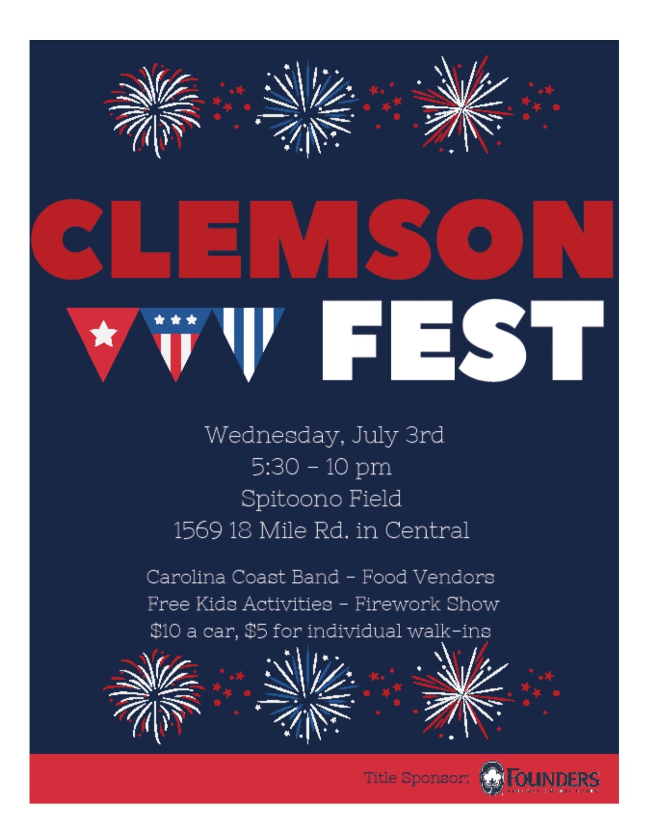 Clemson Fest 2019 Spittoono Field July 3rd, 2019 5:30pm to 10pm