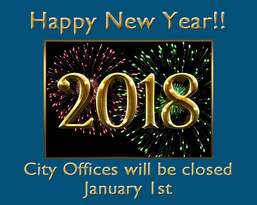 City Offices Closed for New Year's Day