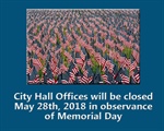 City Offices Closed for Memorial Day