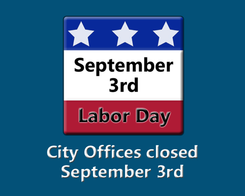 City Offices Closed September 3rd, 2018