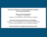 City of Clemson Seeking Boards/Commissions Applicants